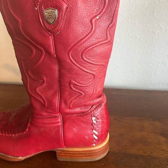 Vintage Rare Exotic Wild West Handmade Pointed Red Ostrich Skin Boots Men’s 9 - Picture 10 of 16